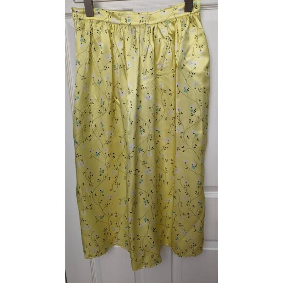 Naya Rea Size 10 Skirt Angelica Silk Midi Yellow Floral Pattern Coquette Girlie - Picture 1 of 13